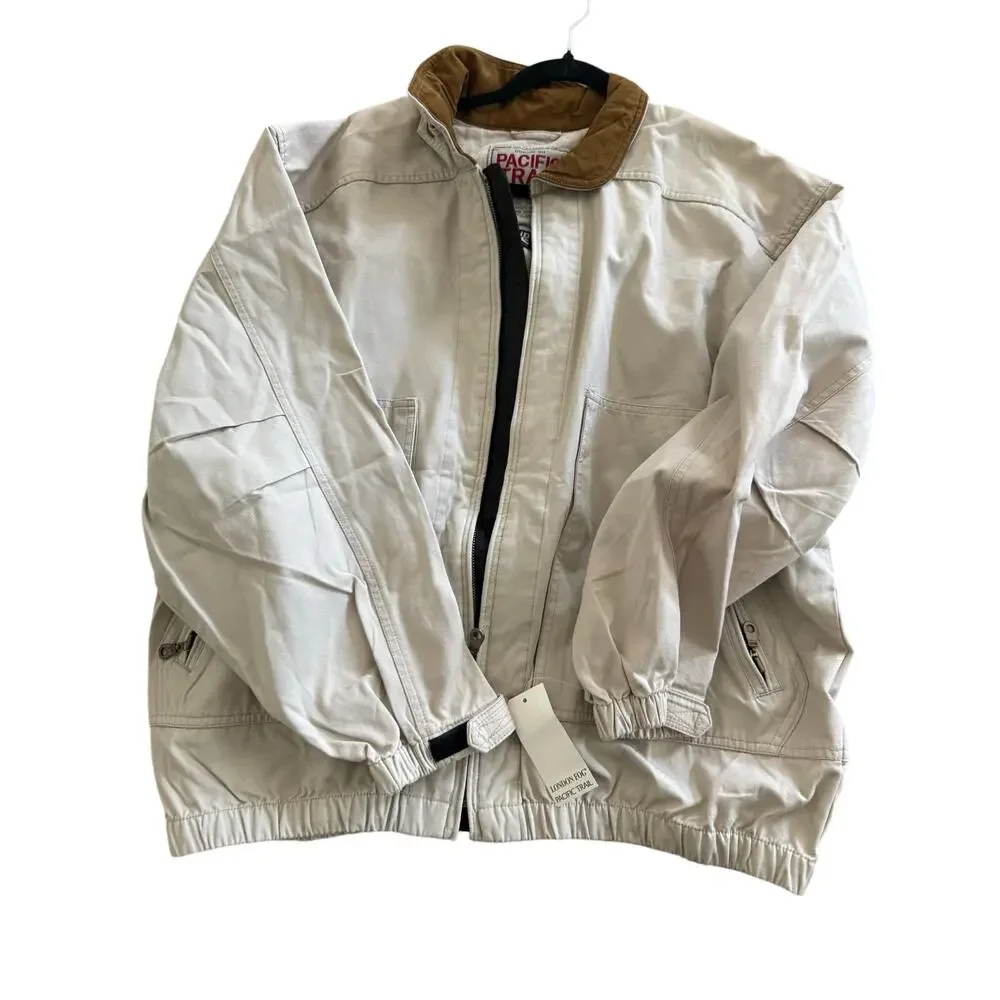 Vintage London Fog Pacific Trail Land Cruiser Jacket Leather Collar Bomber M NWT